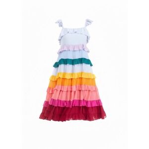 Crown & Ivy Rainbow Tiered Ruffle Layers Midi Dress Kids Medium Multicolor Boho